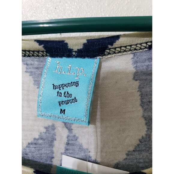H.I.P. happening in the present, short sleeve, navy print shirt, size M - Picture 2 of 6